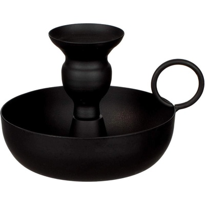 Черен метален свещник с дръжка