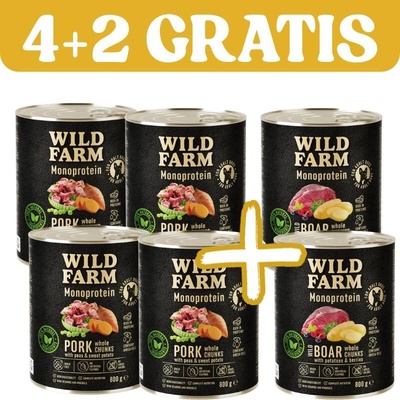 Wild Farm Monoprotein Wild Boar hypoalergenní 6 x 800 g