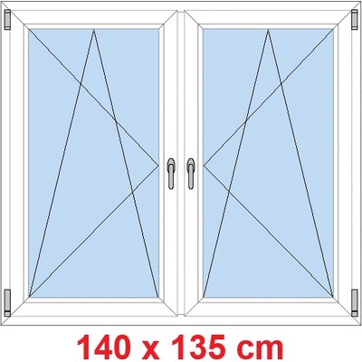 Soft Dvoukřídlé plastové okno 140x135 cm OS+OS se sloupkem Bílá