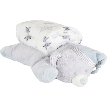 Cangaroo Бебешко одеяло с възглавница Cangaroo - Sleepy Bear, 90 х 75 cm, сиво (111961)