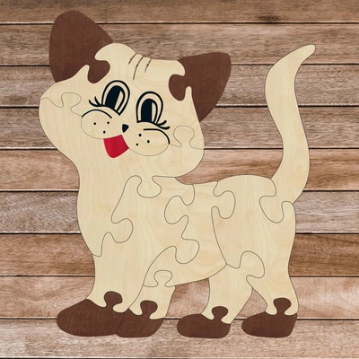 Sentop H016 4133-63641 Drevené detské PUZZLE Montessori drevená vkladačka pre deti - MAČKA