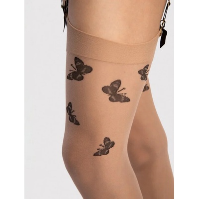 Punčochy na podvazkový pás Farfalle 20 DEN černá/natural – Zboží Dáma