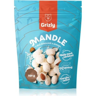 Grizly Mandle v bílé čokoládě s kokosem ořechy ochucené v čokoládě 250 g
