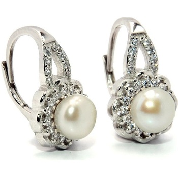 Rafity stříbrné s perlou a zirkony E0059KL-0605