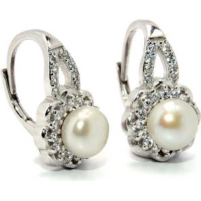 Rafity stříbrné s perlou a zirkony E0059KL-0605