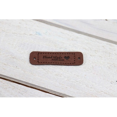 Pro Háčkování Hand Made koženková cedulka se srdíčkem 15x55 mm hnědá – Hledejceny.cz