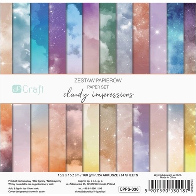 Dp Craft Sada jednostranných papírů 15,2 × 15,2 cm Cloudy Impressions 24 ks
