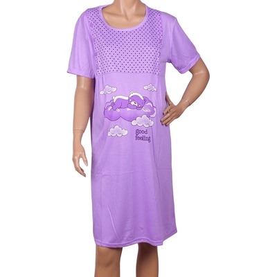 Нощница за кърмачки в лилаво с апликация спящо мече