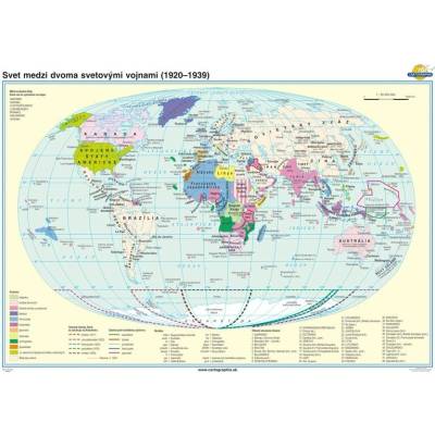 Cartographia Svet medzi dvoma svetovými vojnami (140x100 cm), nástenná, fóliovaná, lištovaná