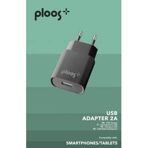 PLOOS Зарядно устройство ploos 220v usb 2a черно (220v usb 2a черно)