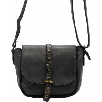 Čierna kožená crossbody kabelka VS 002 Kožená dámska kabelka