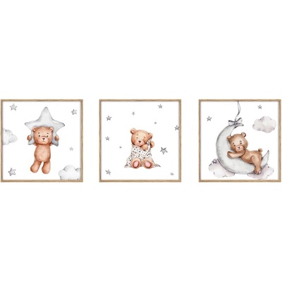 knor Детски картини в комплект от 3 броя 20x20 cm Teddy Bear (ZEST009DB3X20X20L15,18,003)