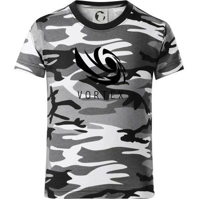 Vortex logo jednobarevné dětské maskáčové Triko Šedý maskáč