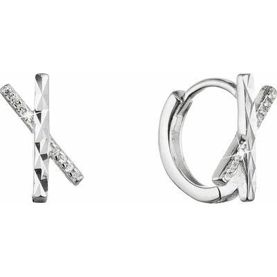 PAVONA Strieborné náušnice "X" so zirkónmi v bielej farbe 11447.1