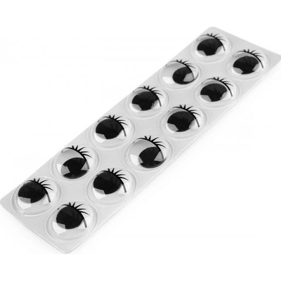 Samolepiace oči pohyblivé s riasami Ø18 a 20 mm - 1 kar. 2 (Ø20 mm) čierna