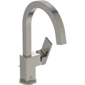Ideal Standard Смесител за умивалник Ideal Standard Atelier Extra, сребрист въртящ се чучур, Silver Storm, с изскачащ клапан (BD504GN)