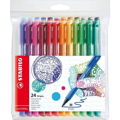 STABILO Комплект флумастери, Stabilo, pointMax ST488/24-01, 24 цвята (ST488/24-01)