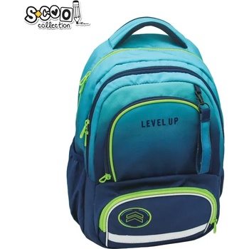 S-Cool Ученическа eргономична раница SCOOL ПРЕМИУМ, синьо-зелена