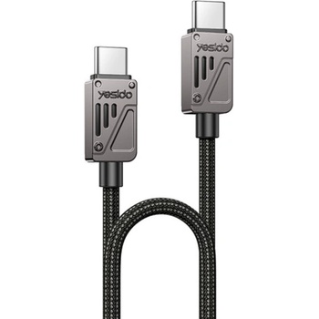 Yesido CA196 opletený nabíjací a dátový USB-C na USB-C 1,2m tmavo šedý