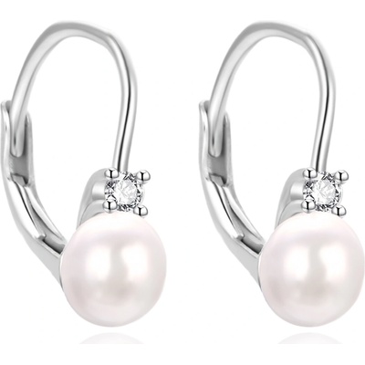 AGATO Půvabné stříbrné náušnice s perlou AGT-E115LW-P