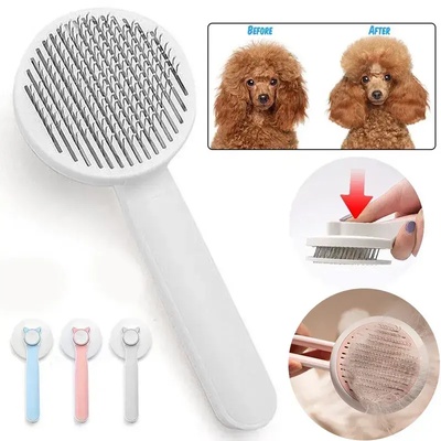 KUBAO Pet Grooming Comb Brush Button Self-Cleaning - Четка за кучета и котки с бутон