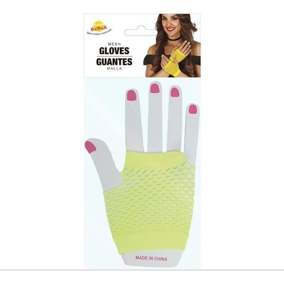 GUIRCA Retro síťované rukavice neon žluté 80.léta disco