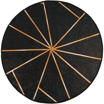 Pure Line Home Кръгъл килим MARSA Геометрична абстракция Black & Gold