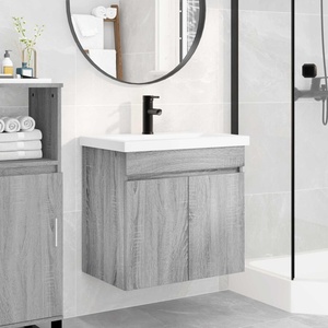 vidaXL Мивка за баня със смесител Сив Сонома 61 x 40 x 74, 5 см (889542)