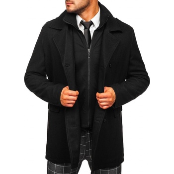 Bolf pánský dvouřadový kabát s odepínacím límcem 8805 černý