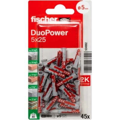 ДЮБЕЛ fischer 534992 duopower ф5х25мм УНИВЕРСАЛЕН 45бр (534992)