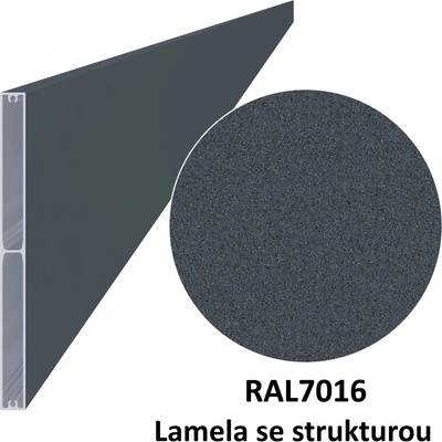 Hliníkový profil 200x16x6000 mm s povrchovou úpravou se strukturou, antracit RAL7016