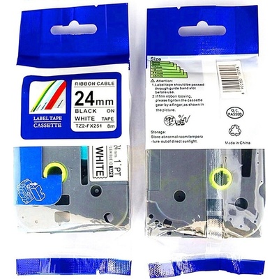 Label Brother TZ-FX251 - kompatibilná páska - 24mm, podklad: biely/písmo čierne - flexibilná na káble - laminovaná
