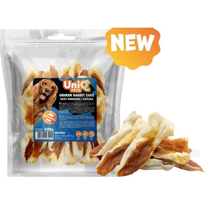 UNIQ PETS králičí uši plněné kuřecím masem 500 g