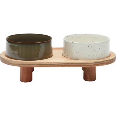 Kave Home Dumbi miska bílá hnědá 34,5 cm 11,5 cm 18 cm