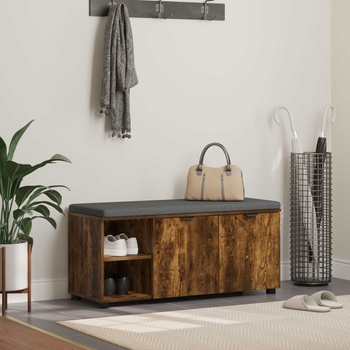 vidaXL Пейка за коридор с възглавница Димян дъб 100 x 38 x 46 см (891516)