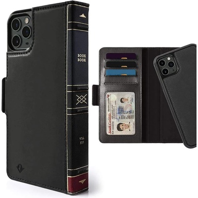 Twelve South BookBook v2 - луксозен кожен калъф (с кейс) тип портфейл за iPhone 11 Pro Max, iPhone XS Max (черен)