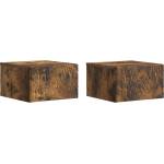 vidaXL Стенен страничен масичка 2 бр. Опушен дъб 34, 5 x 33 x 20 см (898776)