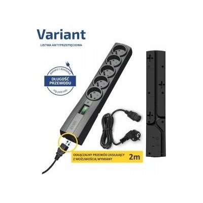 Everlast EVER Variant - Surge protector - AC 250 V - 2500 Watt - output connectors: 5 - 2 m cord