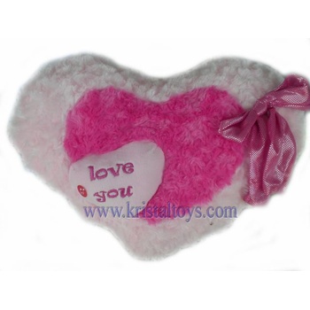 Плюшено розово сърце с панделка