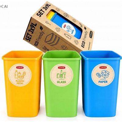 CURVER ECO Friendly 02173-999 3 x 9 l Set košů na tříděný odpad