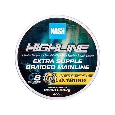 Nash Pletená Šnúra Highline Extra Supple Braid UV Yellow 600 m 0,18 mm 11,33 kg