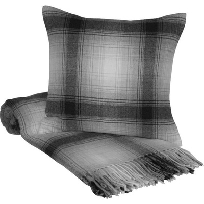 SCANquilt vlněný pléd Lamb káro šedočerná střední 130x200