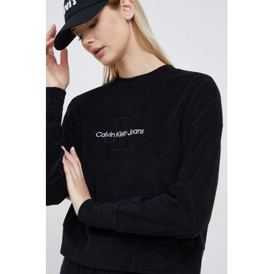 Calvin Klein mikina Jeans dámska s nášivkou čierna