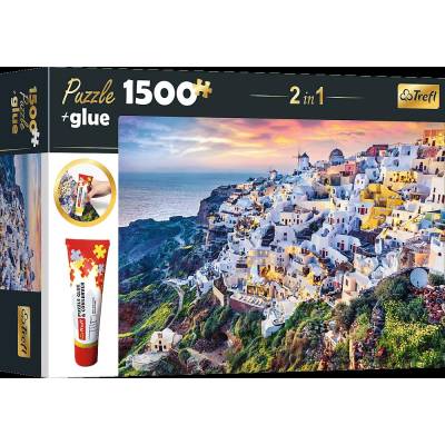 Trefl - Puzzle 2v1 puzzle Santorini Grécko + lepidlo - 1 500 piese