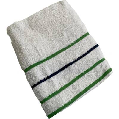 Top textil Osuška Pruhy tmavě zelené modrý 70 x 130 cm bílá