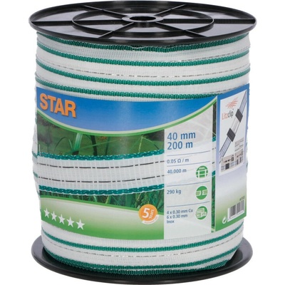 Agrofortel Ohradníková páska Star 200 m, 40 mm, bielo-zelená