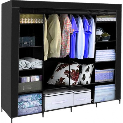 Šatní skříň dvojitá látková skládací 170x170cm Ruhhy 23740, černá – Zboží Dáma