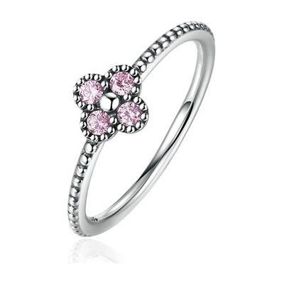 P&J Jewellery Stříbrný prsten Růžové korálky SRP6