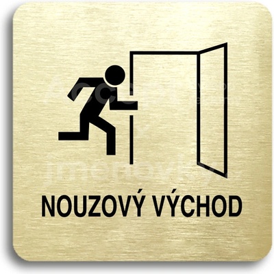 ACCEPT Piktogram nouzový východ II - zlatá tabulka - černý tisk bez rámečku