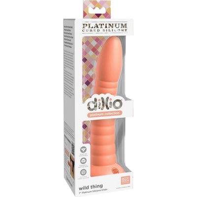 Dillio Wild Thing rubber grooved silicone dildo orange 19 cm